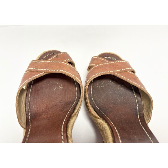 Christian Louboutin Brown Leather Almeria 120 Espadrille Wedge Sandals Sz 35 5 - Picture 7 of 10